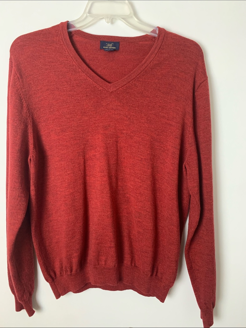 Brooks Brothers 346 Men’s Sz L Merino V-Neck Sweater Heathered Red Preppy Frat